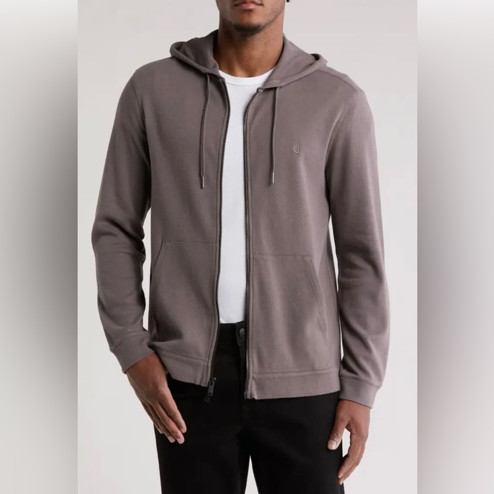 John Varvatos Double Knit Zip Hoodie, Metal Grey, Medium EUC